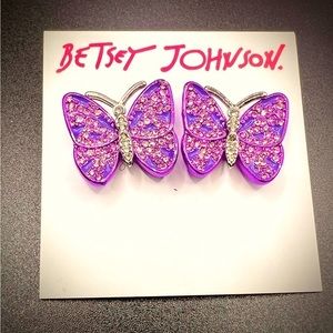 Adorable Betsey Johnson Purple Butterfly Earrings, NWOT-Necklace sold separately